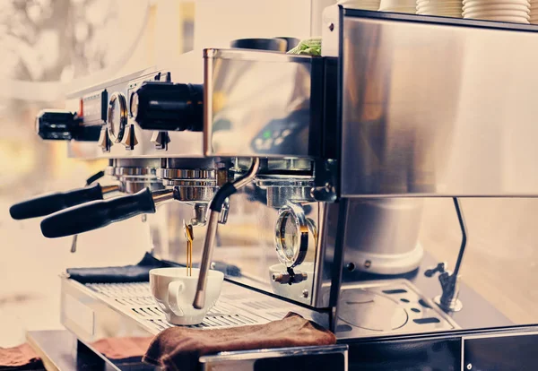 Professional stainless coffee machine — Stock Photo, Image