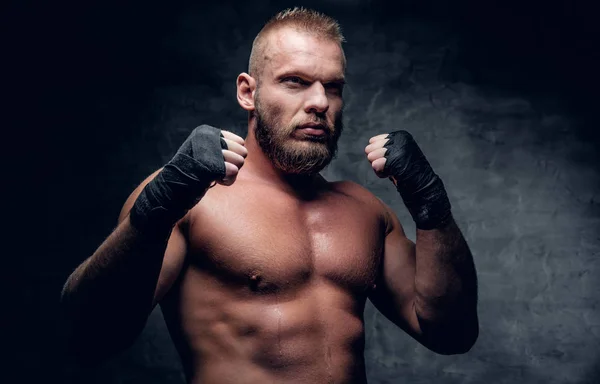 Brutal bearded fighter — Stock Photo, Image