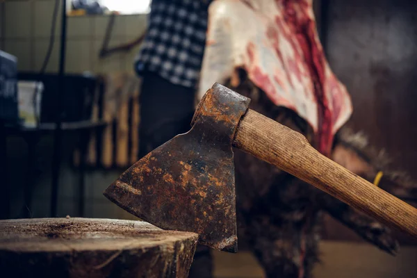 Immagine ravvicinata di ascia di carne — Foto Stock