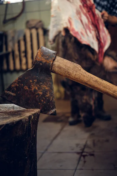 Image rapprochée de la hache de viande — Photo