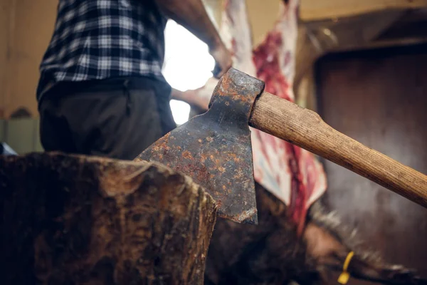 Close up εικόνα του κρέατος τσεκούρι — Φωτογραφία Αρχείου
