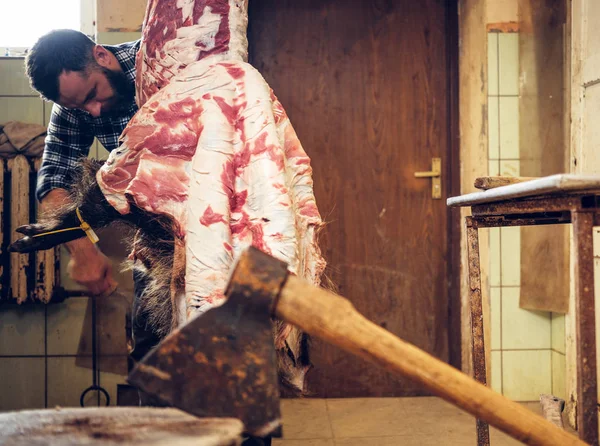 Imagem de perto do machado de carne — Fotografia de Stock