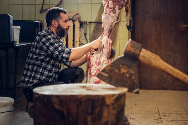 Imagem de perto do machado de carne — Fotografia de Stock