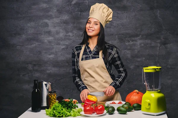 Morena chef feminino — Fotografia de Stock