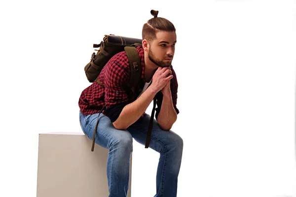 Bearded male with backpack — Stock Photo, Image