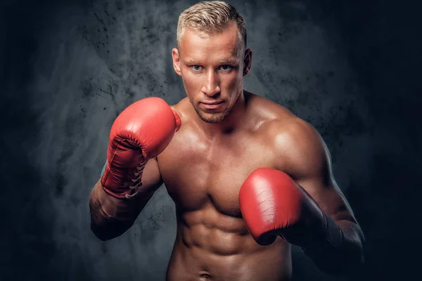 Shirtless kick boxer — Stock Photo, Image