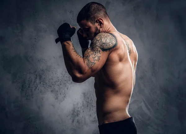 Tattooed fighter male — Stock Photo, Image