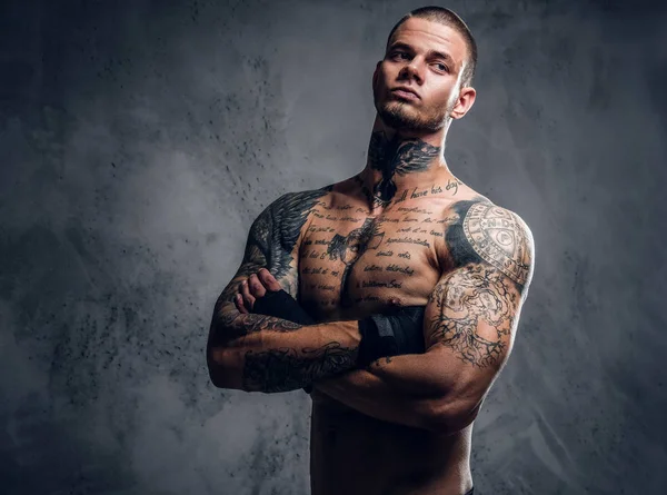문신된 전투기 남성 — 스톡 사진