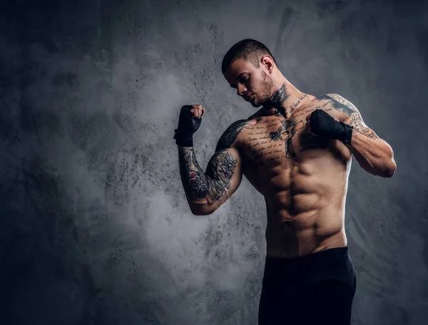 Tattooed fighter male — Stock Photo, Image