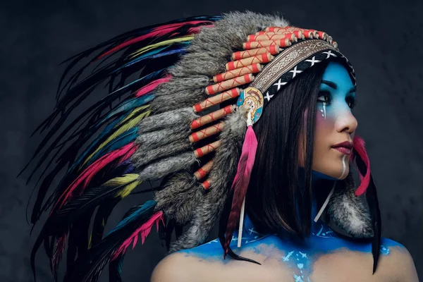 Shamanic female with colorful makeup — Stock Photo, Image