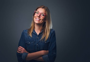 Sarışın erkek kot gömlek giymiş 