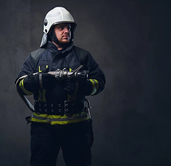 Studio portrait of a firefighter — Stock Photo, Image