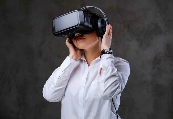 Vr 안경 재미 여성. — 스톡 사진