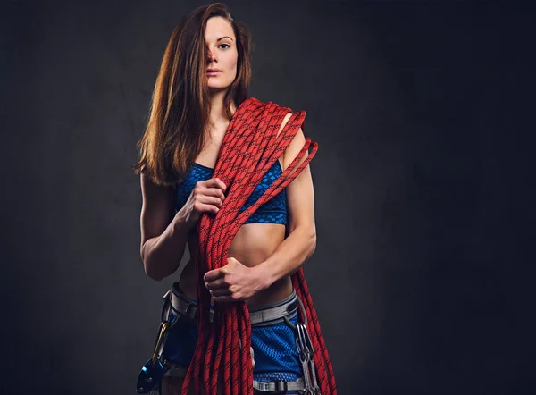 Estúdio retrato de mulher livre alpinista — Fotografia de Stock