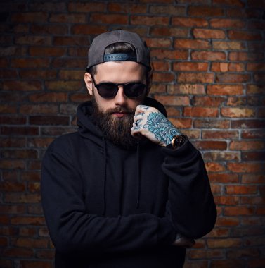 Modern sakallı hippi erkek hoodie ' 