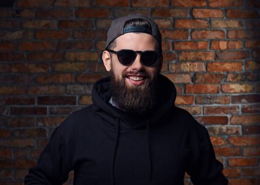 Modern sakallı hippi erkek hoodie ' 