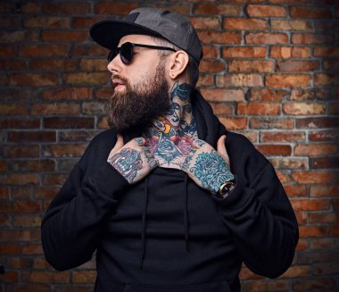 Modern sakallı hippi erkek hoodie ' 