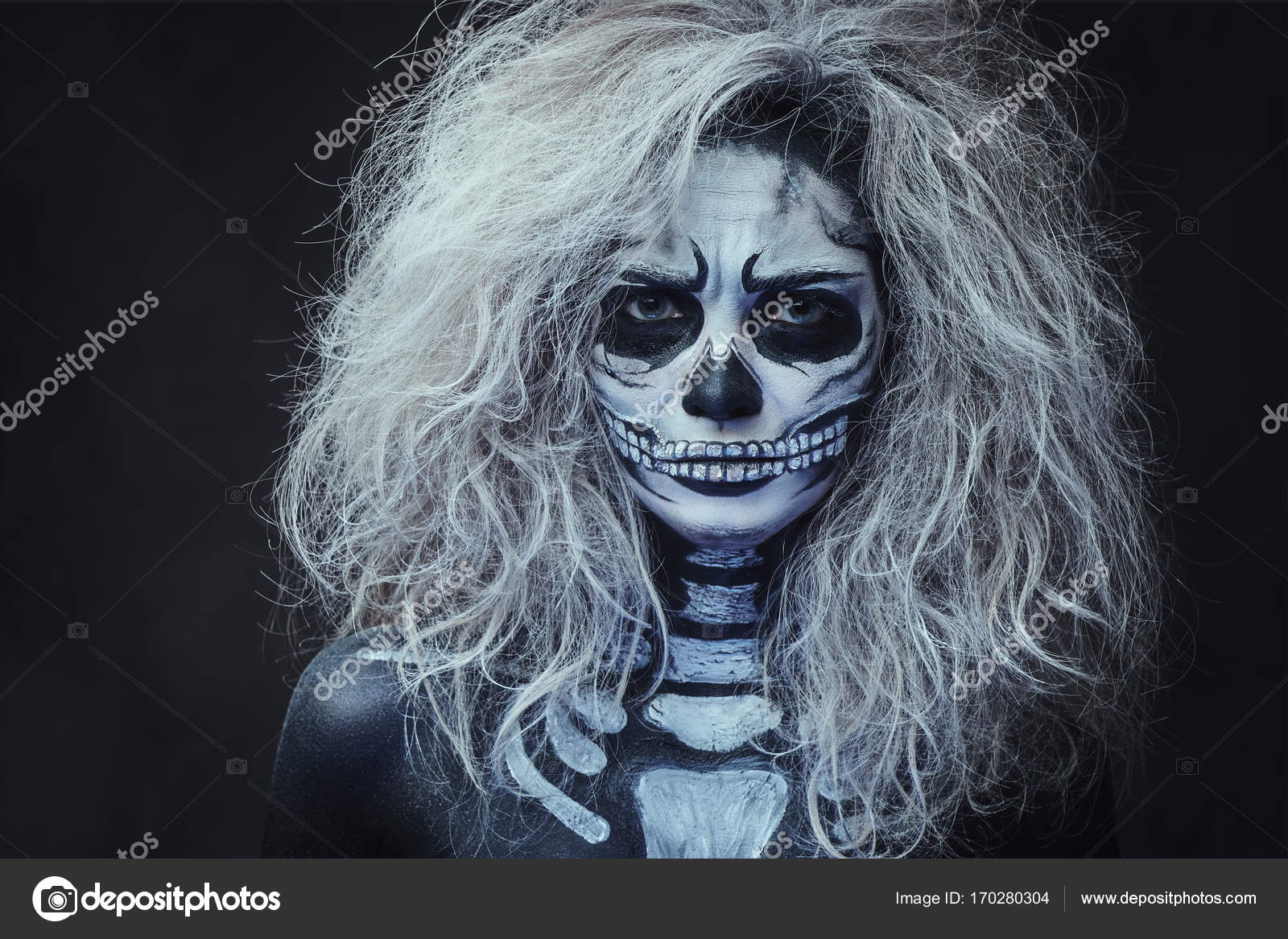 Halloween Female Skull Makeup Stock Photo By ©Fxquadro 170280304