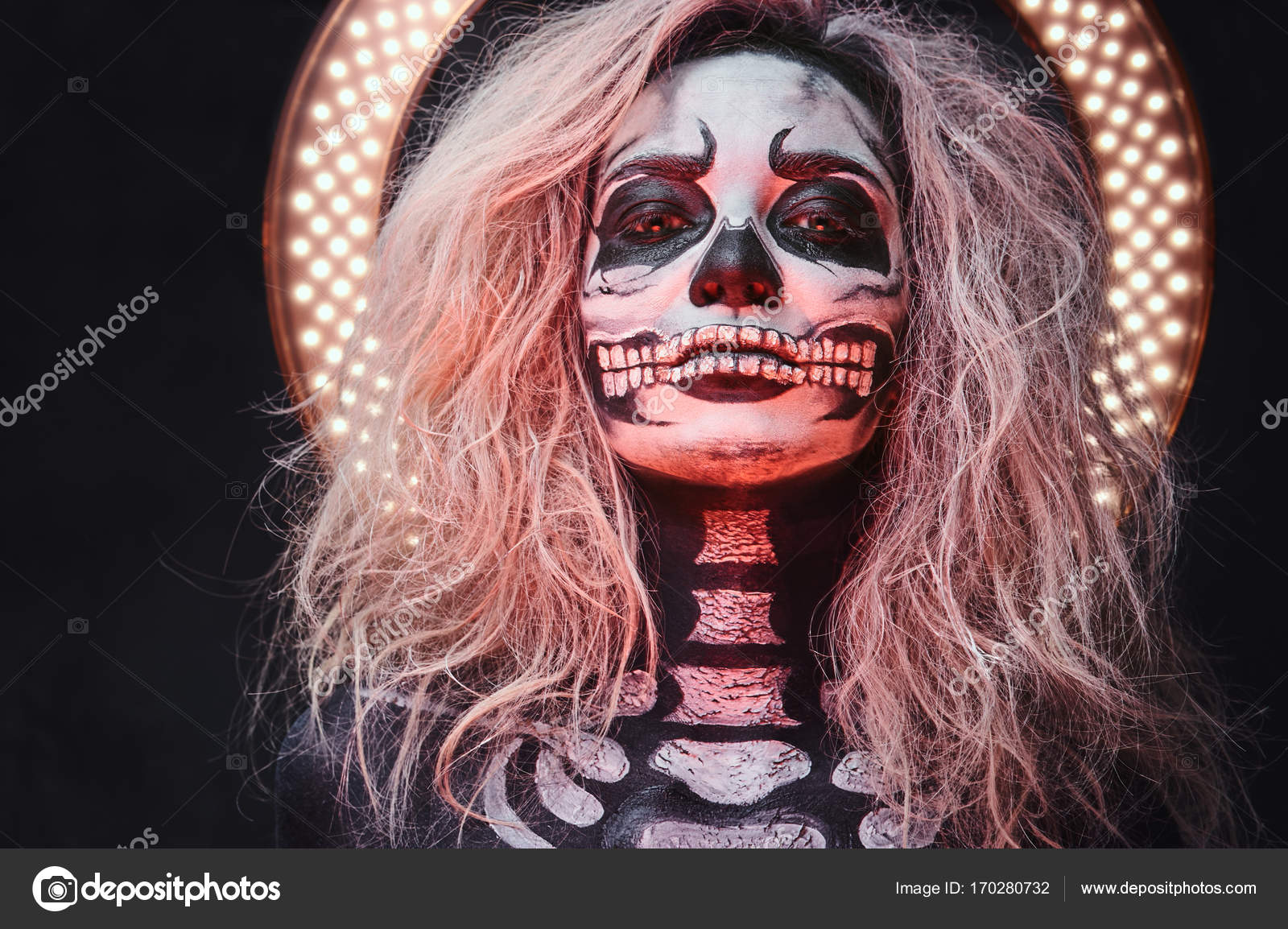 Halloween female skull makeup Stock Photo by ©fxquadro 170280732 Halloween Female Skull Makeup Stock Photo By ©Fxquadro 170280732