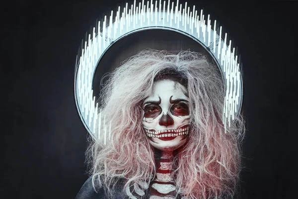 Halloween female skull makeup