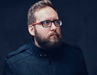 Ciddi tombul adam portresi stüdyo