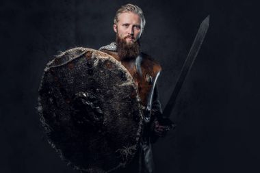 Viking dressed in Nordic armor clipart