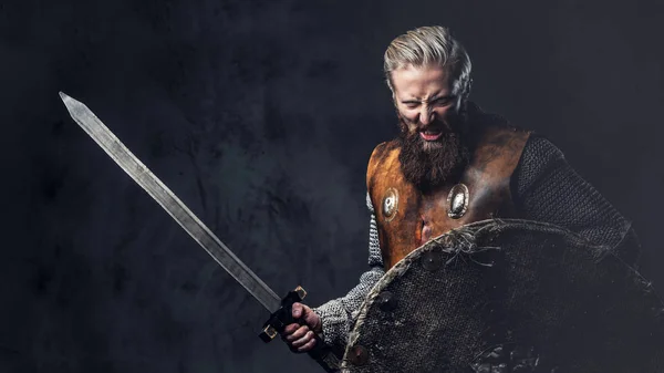 Художественный портрет скандинавского викинга — стоковое фото