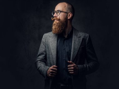Redhead bearded male in eyeglasses clipart
