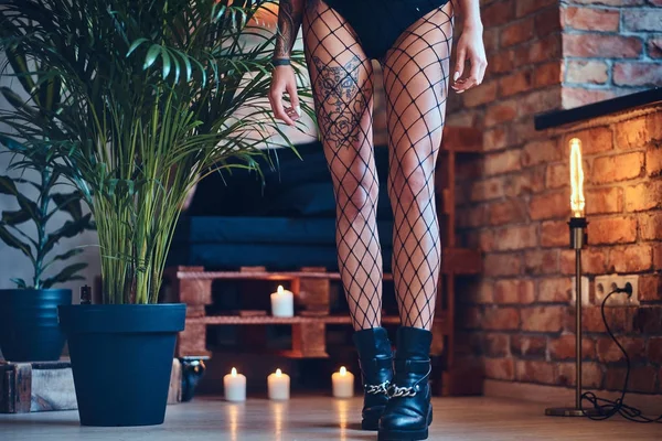 Sexy female in a mesh stockings — Stock Photo, Image