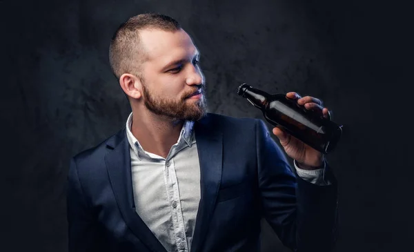 Man presenting craft beer.