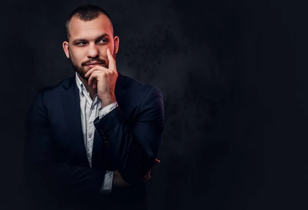 Studio portrait of bearded stylish male — Stock Photo, Image