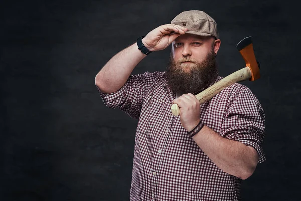 Portrait Bearded Male Holds Shoulder — Stock Photo, Image