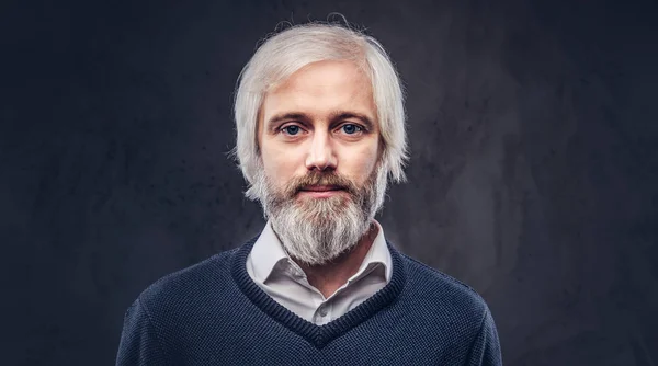 Retrato Hombre Anciano Reflexivo Con Pelo Gris Barba Aislados Sobre —  Fotos de Stock