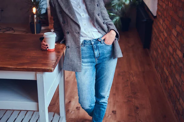 Portrait Charming Brunette Room Loft Interior — Stock Photo, Image