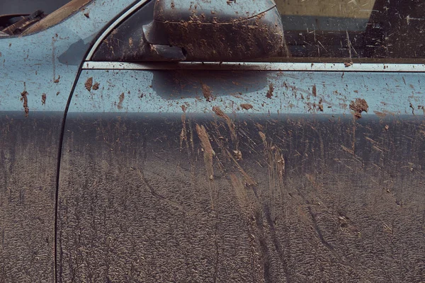 Imagem Perto Carro Sujo Depois Uma Viagem Redor Campo Vista — Fotografia de Stock