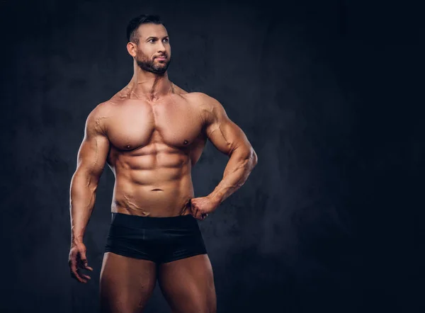 Retrato Homem Enorme Sem Camisa Altura Com Corpo Muscular Com — Fotografia de Stock