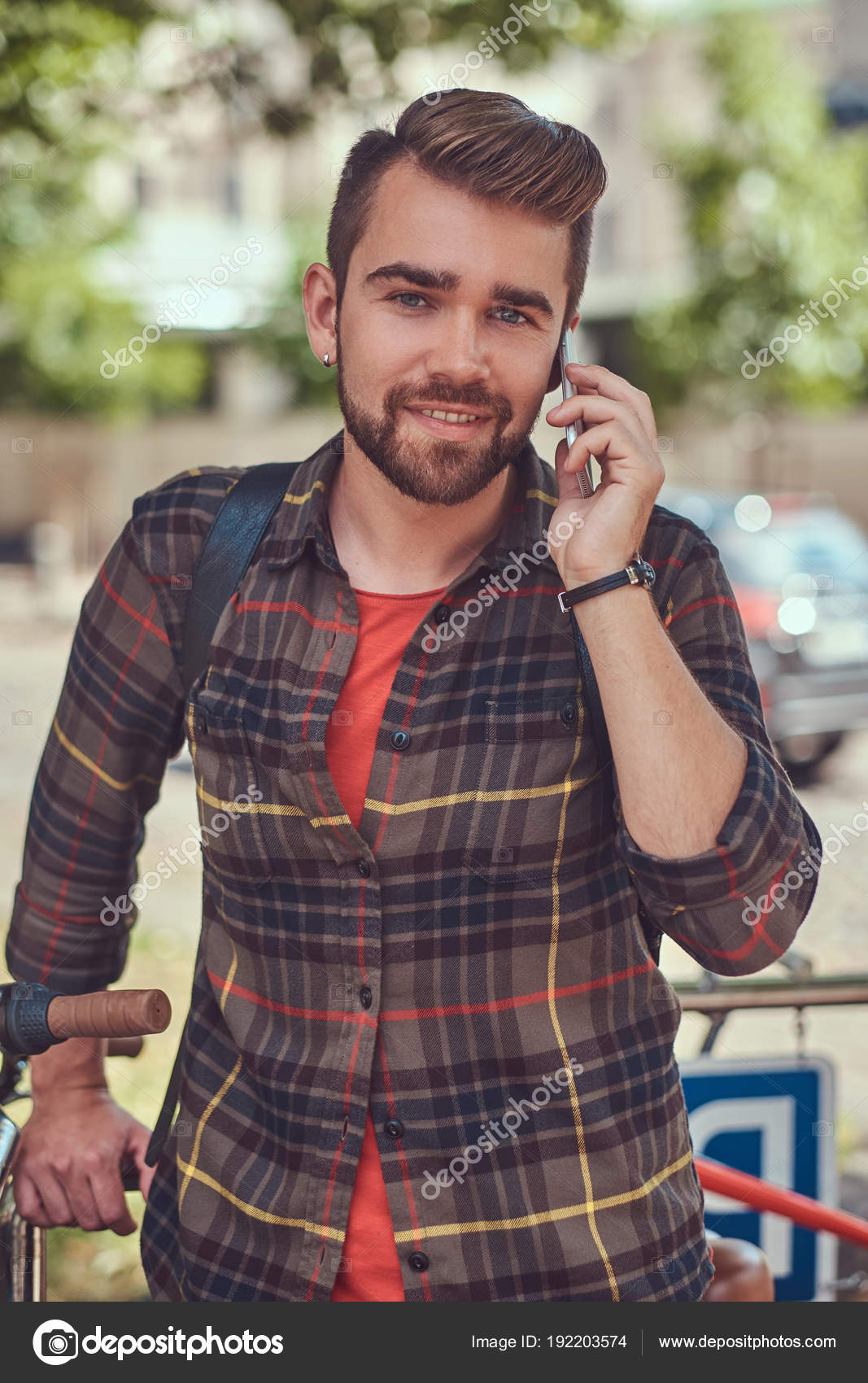 Handsome Fashionable Young Male Stylish Haircut Beard Wearing