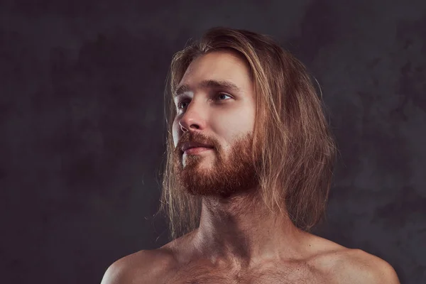 Retrato Cerca Hombre Guapo Pelirrojo Sin Camisa Aislado Sobre Fondo — Foto de Stock