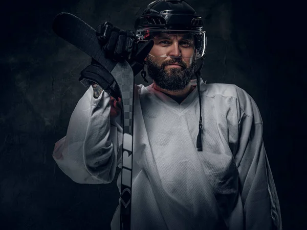 강력 한 하키 선수의 초상화 — 스톡 사진