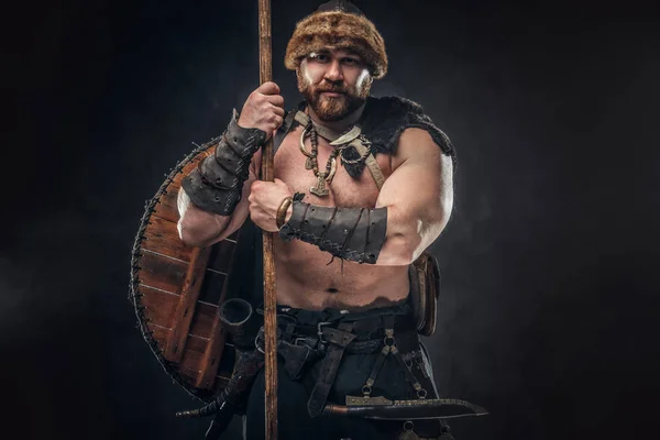 Severe barbarian in warrior clothes — ストック写真