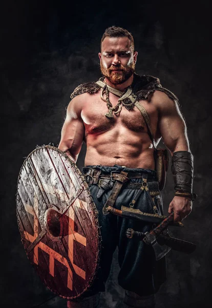 Severe barbarian in warrior clothes — ストック写真