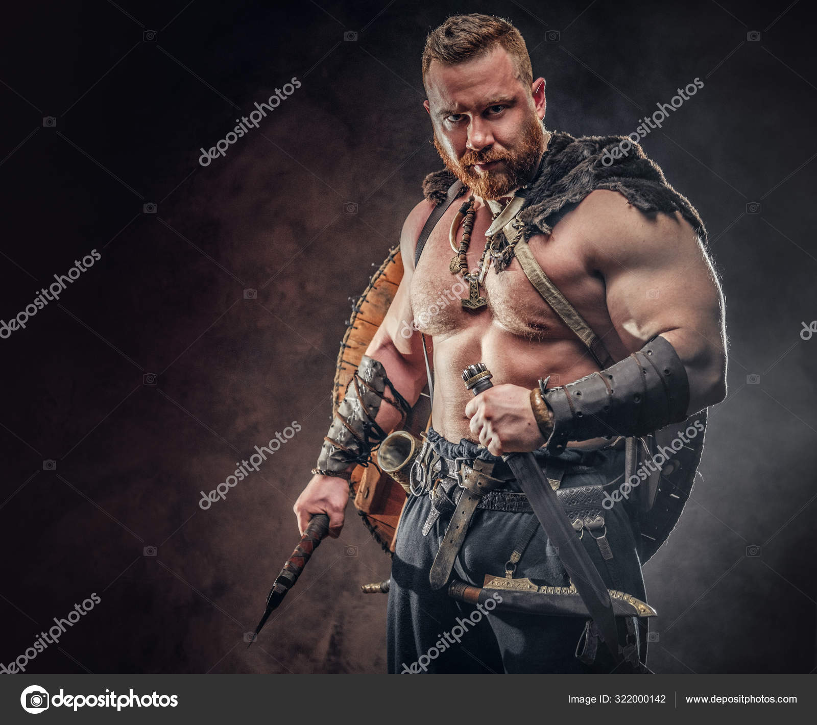 Severe barbarian in warrior clothes — Stock Photo © fxquadro 322000142