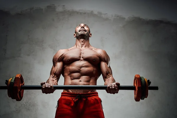 Gevulde Sterke Man Oefent Functionele Training Powerlifting Workout Oefeningen Met — Stockfoto