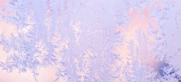 Echte frosty patroon op het venster. Winter achtergrond. Matglas — Stockfoto