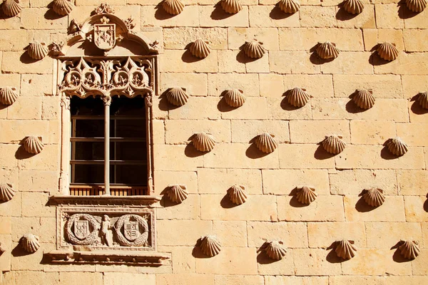 Casa de las Conchas com a Igreja de La Clerecia em Salamanca, Castela e Leão, Espanha — Fotografia de Stock