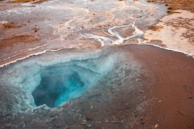 Iceland, valley of geysers, springs of hot geothermal water clipart