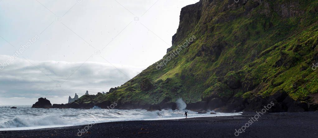 Iceland, black beaches. Beautiful landscape