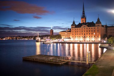 Gece görünümü Stockholm, İsveç başkenti