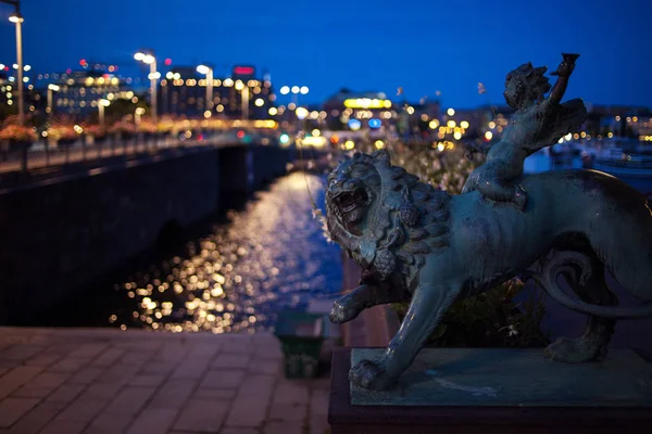 Éjszakai kilátás Stockholm, Svédország fővárosa — Stock Fotó