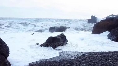 İzlanda, siyah plajda sörf. Güney kıyısında, Vic